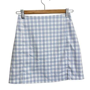 Brandy Melville Blue Plaid Mini Skirt